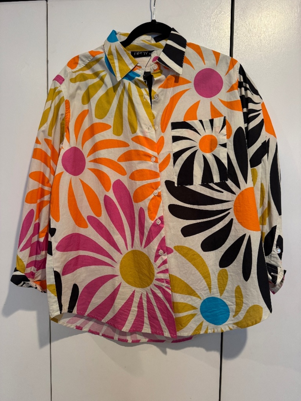 APNY, oversized, retro print blouse, size small.